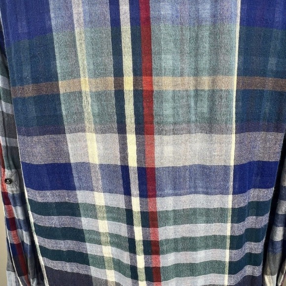 Soft Surroundings Blue Plaid Button Down Shirt Size M Cotton - Picture 12 of 13